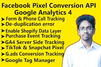 facebook pixel conversion API setup ga4 tag manager shopify fix data missing