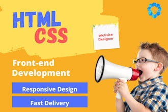 do front end web design in HTML CSS and javascript