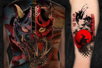 design professional japanese, asian style tattoo design