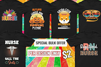 do bulk t shirt design and graphic typography t shirt design