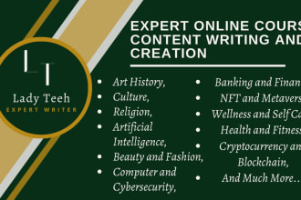 write and create your online course content, course content, quiz and assessment