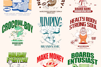 do custom t shirt design and cartoon illustration and etc