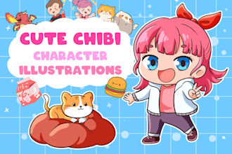 draw kawaii chibi, cartoon or cute logo for business