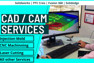 do cad cam for injection moulding, cnc machining, machine design via solidworks