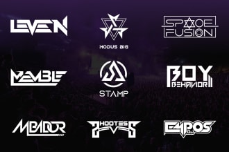 design dj, music, band, edm, typography, metal band logo