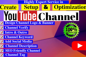 create and setup a profitable youtube channel with full SEO for you