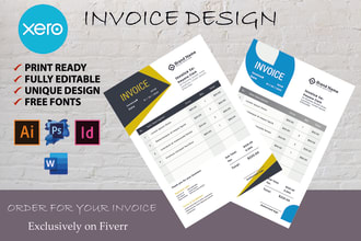 design unique custom invoice template, letterhead, branding theme