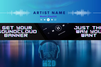 design unique spotify and soundcloud banner with free logo