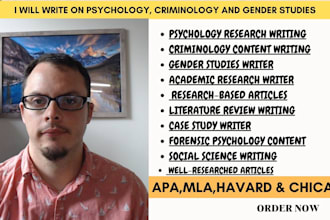 write on psychology, criminology and gender studies