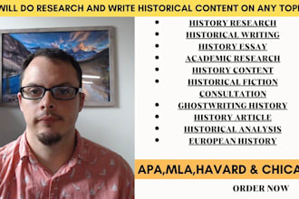 research and write historical content on any topic
