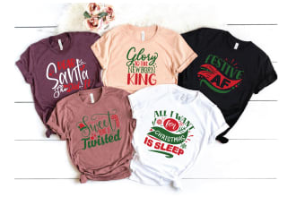 do custom typography christmas t shirt and graphic design
