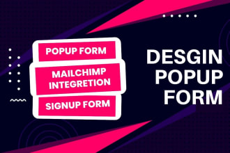 design popup form, mailchimp newsletter, and mailchimp automation