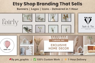 design an etsy banner, logo, icon, and complete branding kit