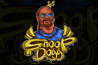 create logo original cartoon character with graffiti letter