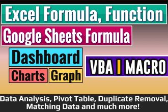 do microsoft excel formula, vba, macro, dashboard, google sheet chart graph