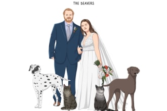 draw family, couple, or group cartoon portrait illustration