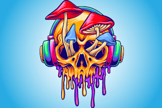 do modern trippy illustration psychedelic logo design