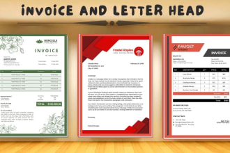 design invoice,letterhead, order form, registration form