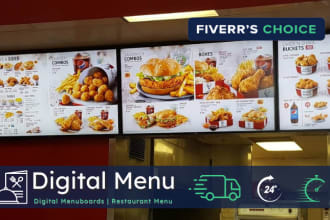 design digital animated or static menu restaurant tv display