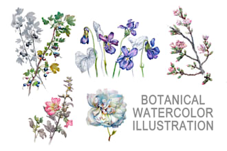 draw realistic botanical watercolor illustration