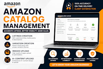 manage amazon catalog, create listings, variations