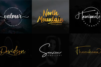 do modern minimal business handwritten signature logo design