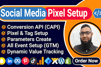 setup tiktok pixel, snapchat, facebook meta pixel conversions API via GTM