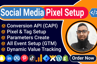 setup tiktok pixel, snapchat, pinterest, meta, linkedin conversion API by GTM