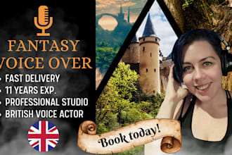 studio quality human fantasy female british voice over