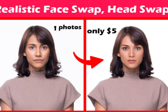 do realistic face swap, head change or body replacement