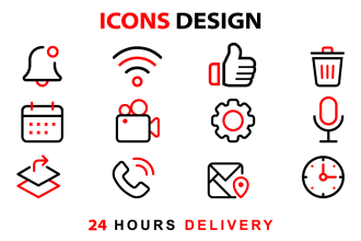 design custom flat icon set for app or website