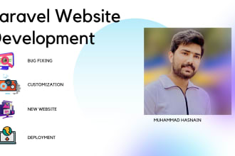 develop custom website using php laravel and api for app