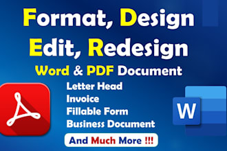 format, design, redesign microsoft word document and PDF
