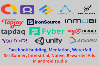 create ad network site and set banner, interstitial, native, and rewarded ads