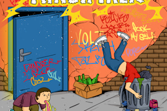create unique cartoon style album cover or poster