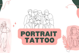 design minimal portrait tattoo in linework style
