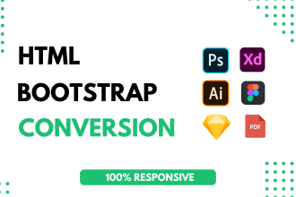 convert figma to html, psd to responsive html bootstrap 5, xd to html css
