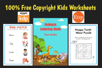 design custom KDP worksheets, coloring book and activity book for kids