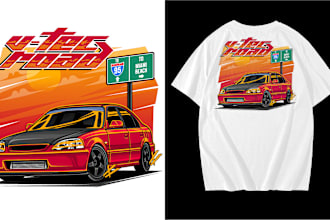 draw a vector illustration car for t shirt design