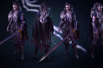 sculpting and texturing, color stylized 3d character models