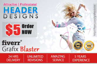 design an Attractive, Professional Header delivered within 24 hours