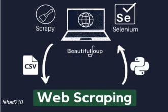 do web scraping using python scrapy, selenium, beautifulsoup