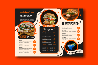 make restaurant menu design, digital menu or food menu