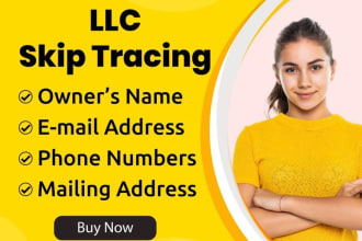do skip trace llc companies and locate owners name, email