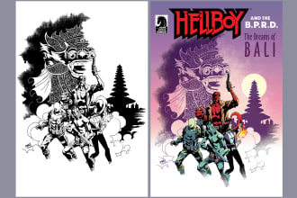 create a horror or noir comic cover or pin up for you