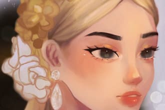 draw characters in a semi realistic stylized style