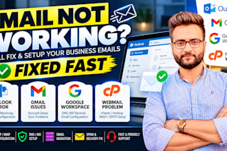 fix outlook, gmail and business email setup issues