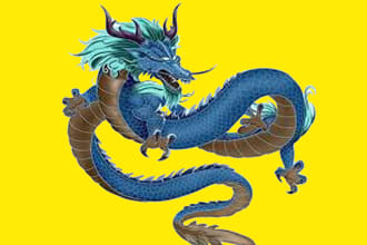 create a cool, creative and original hand drawn dragon logo in 14 hours
