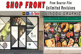 do stunning shop front signs, window graphics signage design shop front