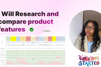 research product features in a spreadsheet